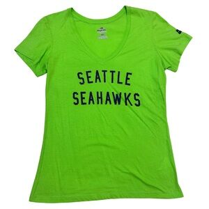 Majestic Women’s Color Rush Green Seattle Seahawks V-Neck T-Shirt Size Large